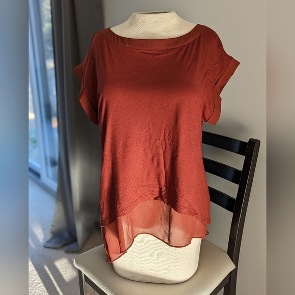 Banana Republic Burnt Orange Short Sleeve Blouse - Picture 1 of 11